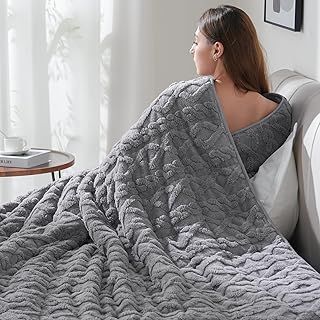 Drewin Sherpa Weighted Blanket for Adults (48" x 72" 10lbs, Grey), Dual Sided Cozy Soft Fleece Bed Blanket for Sleep Natural and Relaxing, 3D Jacquard Cable Pattern Warm Weighted Blankets for Sofa Bed