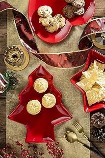 3 Piece Christmas Large Red Serving Dishes