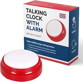 Talking Clock for The Elderly - British Accent - Tells Clearly The Time and Date - Easy to Operate English Speaking Clock