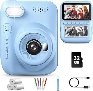 GREENKINDER Kids Instant Camera, 3.0'' Screen, 1080P Digital Camera with 32GB Card & Print Paper, Blue