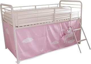 HLS Unicorn Bed Tent for Mid Sleeper – Pink Kids Curtain Set – Girls Bedroom Den for Bunk & Cabin Beds