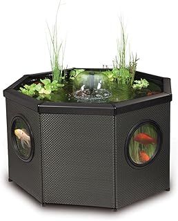 Blagdon Affinity Octagon Living Water Feature Patio Pool Pond, Mocha, with Inpond 5-in-1 3000 Filter Pump & UV Clarifier, LED Spotlight, 3 Attractive Fountain Heads, 1 Planting Basket - Medium, Black