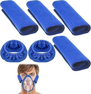CPAP Mask Liners,6 PCS Cpap Accessories (2PCS Sleep Apnea Mask Liners,4PCS CPAP Anti-Indentation Pads) CPAP Strap Covers,Sleep Apnea Mask Liners for CPAP,Suitable for Full-Face Cpap Masks(Blue)