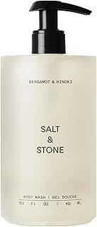 Salt & Stone Body Wash for Women & Men | Black Rose & Oud | Hydrating Gel Cleanser | Clean & Soften Skin | Made with Niacinamide & Hyaluronic Acid | Free From Parabens, Sulfates & Pthalates (15.2 oz)