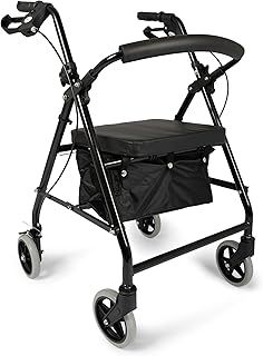 Dunimed Lightweight Foldable Rollator Easily Foldable Zimmer Frame Height Adjustable Including Basket Walker for Seniors Walking aid (Blue)