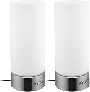 Monzana® Set of 2 Table Lamps | Touch Control with 3 Brightness Levels | Glass Shade & Non-Slip Base | Includes Energy-Saving LED Bulbs | Modern & Versatile Lighting for Any Room