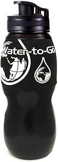 WATER TO GO Leakproof Filter Water Bottle with replaceable 3 Stage Filter removing 99.99% of Bacteria & Contaminents to Improve Taste - Hiking, Camping & Travelling - BPA free, 75cl (BLACK-MONO)