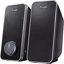 Trust Arys 2.0 PC Speakers, 28 W Peak Power, 3.5 mm Aux, USB Powered, Volume Control, Headphone Connection, Stereo Computer Speaker Set for Desktop, Laptop, Tablet, Phone - Black [Amazon Exclusive]