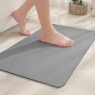 COLOR&GEOMETRY Diatomaceous Bath Mat Quick Dry 40x60cm, Thin Bathroom Mat Non Slip Washable, Super Absorbent Diatomite Bath Mats For Bathroom, Floor Mat Bathroom Rug (Navy)