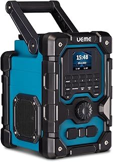 16W Jobsite DAB/DAB+ FM Radio | Rugged Design | Bluetooth | Rechargeable Battery | Worksite Builders Radio | AUX Input | USB Phone Charging | Includes Mains Adaptor