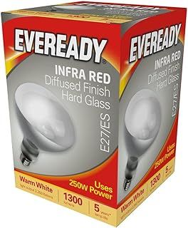 Eveready 250W ES E27 Screw in Heat Lamp Bulb Clear - Warm White - 1300 Lumen - 120V - 1 Count