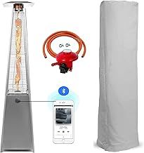 BU-KO Outdoor Patio Gas Heater | Garden, Camp, BBQ Parties | Stainless Steel Pyramid Style 13kw Propane Burner | Portable Wheels, Regulator & Hose | LPG Warm Heating Fire & Water Proof Cover Included