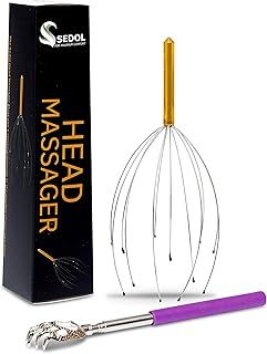 Sedol Portable Head Massager and Telescopic Extendable Back Scratcher Pamper/Massage Set – Itching/Stress Relief Tool for Hair Growth Stimulation and Easy Back Scratching. Comes in a Gift Box