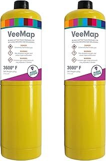 2 x Mark Vitow VMAP VeeMap MAPP Style Gas Cylinder, Yellow, 400g