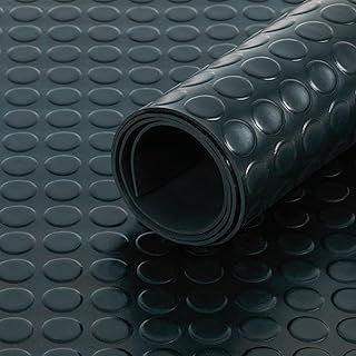 Shield Autocare Rubber Matting Roll | 1m x 1.2m Coin Rubber Flooring Mat for Garage Floor, Van, Gym, Shed | Black 3mm Thick Heavy Duty Indoor Outdoor Industrial Non Slip Waterproof Sheet