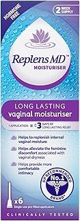 Replens Long Lasting Vaginal Moisturiser, Up to 3 days of long-lasting relief from vaginal dryness, Relieves Discomfort, Hormone Free, Clinically Tested, Pack of 6 Pre-Filled Applicators