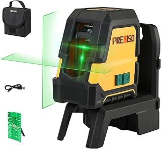 PREXISO 30m Laser Level, Rechargeable Self Leveling Cross Line Green, Horizontal and Vertical Line Laser Level with Magnetic Holder, USB Charging, for Construction, Floor Tiles, House Decoration