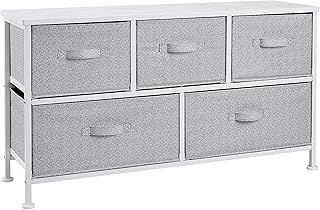 Amazon Basics Extra Wide Fabric 5-Drawer Storage Organizer Unit for Closet, White