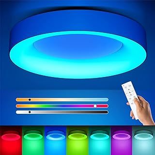Matane RGB LED Ceiling Light Dimmable with Remote Control, 24W Flush Ceiling Lights, 3000K-6500K 2400LM for Living Room, Bedroom, Kids Room, Dining Room, Kitchen, Bathroom, Round 11 Inch