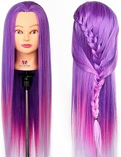 Neverland Beauty 26" Colorful Long Hair Training Head Model Hairdressing Clamp Stand Dummy Practice Mannequin with Table Clamp Dreamy Purple