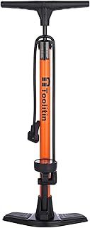 TOOLITIN Floor Bike Pump with Gauge,High Pressure,Bicycle Pump Compatible with Presta and Schrader Valve,Bike Tire Pump for Road Bike,MTB,Hybrid,Balls
