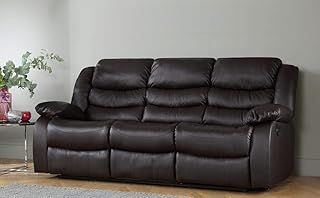 Recliner Sofa Leather bonded Reclining Lazyboy Sofa Suite Sofas Chair 3 2 or 1 Colour Brown (3 Seater Sofa)