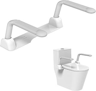 Toilet Safety Rails,Folding Toilet Safety Frame，Toilet Handle Bars with Arms，Heavy Duty Hand Rail Support for Elderly Seniors Handicap and Disabled Adults