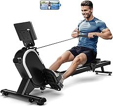 CHAOKE Magnetic Rowing Machine, 16-Level Resistance, Black, LCD Monitor, 350 Lbs Weight Capacity, Foldable, Space-Saving Vertical Storage