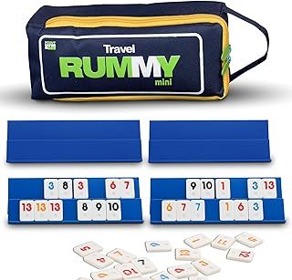 Point Games Mini Travel Rummy Game Set with 106 Tiles and Four 2 Tier Exclusive Playing Racks in Super Durable Travel Bag