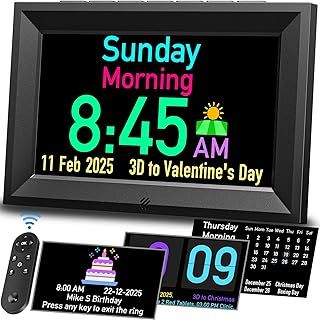 GOLOZA 7'' Digital Calendar Clock, Talking Clock with 10 Volumes, 6 Display with 10 Color Modes, Auto Dimmable, Alarms & Birthday & Holiday Reminders 3 Medicine Reminders Clocks for Kids Adult Seniors