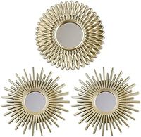 BONNYCO Wall Mirrors Pack of 3 Round Gold Mirrors for Living Room Home Decor & Bedroom | Hanging Wall Decoration for Hallway | Small Shabby Chic Home Accessories Mounted | Gifts for Women & Mums