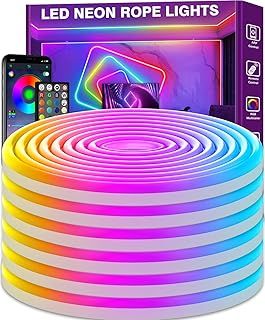36m Led Neon Rope Lights,Flexible Rope,Control with App/Remote,Multiple Modes,IP65 Outdoor RGB Light Waterproof,Music Sync Gaming Strip for Bedroom Indoor