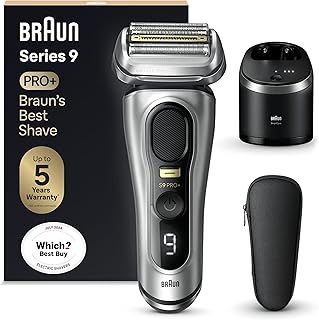 Braun Series 9 PRO+ Electric Shaver for Men, 5 Pro Shave Elements & Precision Long Hair ProTrimmer, SmartCare Center, Wet & Dry Electric Razor with 60min Runtime, Made in Germany, 9467cc, Silver