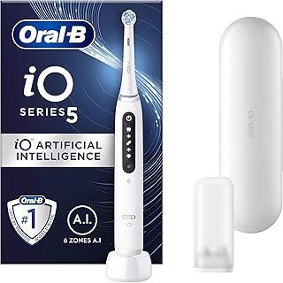 Oral-B iO5 Electric Toothbrushes For Adults,1 Toothbrush Head & Travel Case, 5 Modes With Teeth Whitening, UK 2 Pin Plug, White