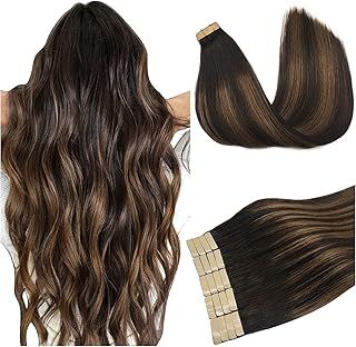 DOORES Tape in Hair Extensions, Jet Black 14 Inch 50g 20pcs, Human Hair Remy Hair Extensions Straight Extensions