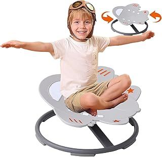 Sensory Chair for Kids Autism Sensory Products Sit and Spin Autism Toys Spinning Chair ADHD Swivel Chair Training Body Coordination (Grey)