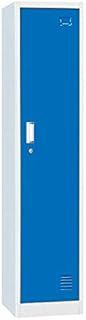 Single Door Metal Storage Lockers, Blue & Grey Steel Lockable Unit, Staff Gym School Changing 1850mm H x 380mm W x 450mm D