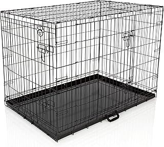 Cozy Pet Dog Cage 42" Black Metal Tray Folding Puppy Crate Cat Carrier Dog Crates Dog Cages DC42B. (We do not ship to Channel Islands or Scilly Isles.)