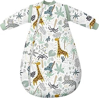 Yoofoss 3.5TOG Baby Sleeping Bag Winter Sleep Sack with Removable Long Sleeves 100% Cotton Toddler Sleeping Bag for Infant Newborn 0-6 Months Seahorses