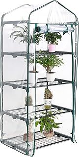 Ram® 4 Tier Walk In Greenhouse – Compact Green House with 4 Shelves and Weatherproof PVC Plastic Cover – Plant House/Grow House for Garden and Outdoor – Roll up Zip Panel Door – Easy No Tool Assembly