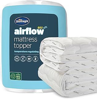 Silentnight Airflow 800 Single Mattress Topper - Extra Thick Deep Fitted Mattress Enhancer with 8cm Thick Cushioning, Mesh Sides to Increase Airflow and Elasticated Straps - Single - 190x90cm