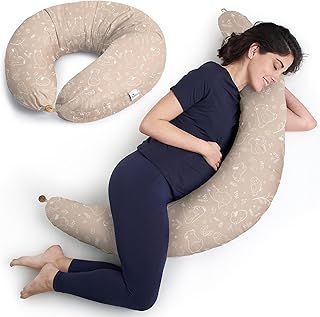Niimo XXL+ Pregnancy Pillow & Nursing Pillow - PLUS Pregnancy Sleeping Wedge, 100% Cotton Cover, 100% Machine-Washable, Blue with White Stars (200 x 70 cm)