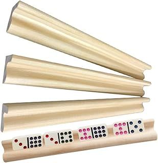 Wooden Domino Trays, 4PCS Domino Racks Domino Holders, for Mexican Train, Wooden Displaying Holder Desktop Domino Racks Display Trays for Kids Adults Professional Players