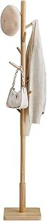 VASAGLE Coat Rack, Solid Wood Coat Stand, Free Standing Hall Coat Tree with 8 Hooks for Coats, Hats, Bags, Purses, for Entryway, Hallway, Rubberwood Hooks and Pole, Natural Beige RCR010N01