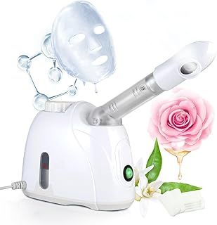 Facial Steamer with 360 Degree Rotatable Sprayer and Aromatherapy Design Professional Facial Hot Mist Moisturizing Beauty Instrument (White)