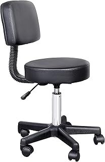 HOMCOM Beautician's Swivel Salon Chair w/Padded Seat Back 5 Wheels Adjustable Height Salon Hairdressers Tattoo Spa Rolling Cushion Professional 35cm Black