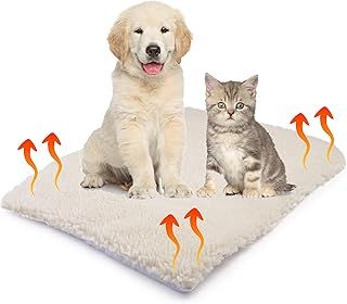 Self Heating Bed for Dogs & Cats - Super Soft Self Warming Heated Pad for Pets - Non-Slip Dog Heat Pad Cushion with Faux Fur Cover - Machine Washable, Thermal Pet Mat (48 x 38 CM)