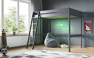 Flair Furnishings Noomi - Double High Sleeper Bed for Kids, Cabin Bed, Heavy Duty and Sturdy Solid Wood, Stylish, Space Saving Design (Grey)