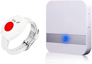 ALEENFOON Home Safety Patient Alert Alarm System Wireless Alarm Emergency Call Button Caregiver Pager Plug-in Elderly Monitor Caregiver Personal Pager for Elderly Kids (1 to 1 White)