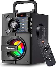 Portable Bluetooth Speakers with Subwoofer Wireless Stereo Sound Rich Bass, Outdoor Party Speaker Support Remote Control FM Radio LED Lights for Home, Travel, Camping